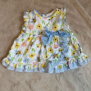 Good Lad Floral Baby Outfit with Blue Trim